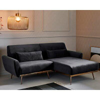Jahnke Chillax Gold Corner 86.6" Upholstered Sectional