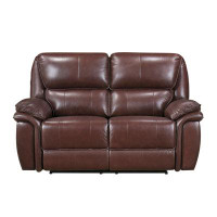 Latitude Run® Double Reclining Loveseat Brown Leather Luxurious Comfort Style Living Room Furniture 1Pc