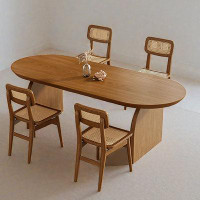 Bayou Breeze 4 - Person Brown Solid Wood Oval Dining Table Set