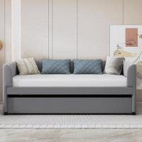 Latitude Run® Upholstered Daybed With Ergonomic Design Backrest And Trundle