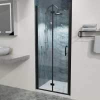 Symple Stuff 72'' W x 32'' H Semi-Frameless Shower Door with Clear Glass