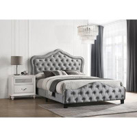 House of Hampton Jozlin Upholstered Tufted Panel Bed Grey