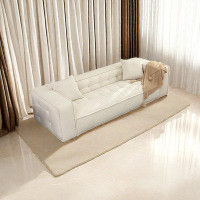 HOUZE 70.86" White Velvet Standard Sofa cushion Loveseat