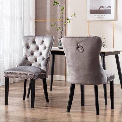 Rosdorf Park Goodkin Velvet Upholstered Dining Chairs with Tufted High Back in Chairs & Recliners