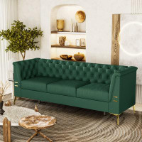 House of Hampton 3Seat Classic Chesterfield PU Sofa With Metal Sofa Legs: Blending Style And Tradition