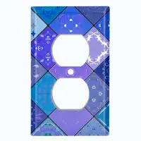WorldAcc Metal Light Switch Plate Outlet Cover (Vintage Purple Elegant Diagonal Pattern - Single Toggle)