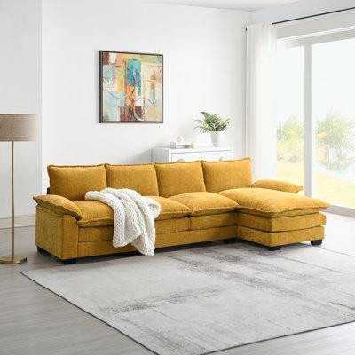 Latitude Run® L-shaped Chenille Sectional in Couches & Futons