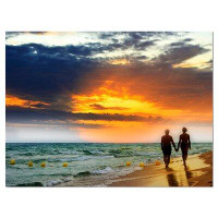 Made in Canada - Design Art Lovers at Beach - Wrapped Canvas Photograph Print