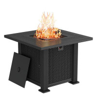 Latitude Run® 28'' H Outdoor Steel Propane Fire Pit Table with Lid