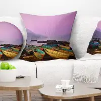 East Urban Home Boats Under Twilight Sky in Phewa Pillow