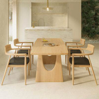 Corrigan Studio Modern Simple Solid Wood Rectangular Wood Colour Dining Table