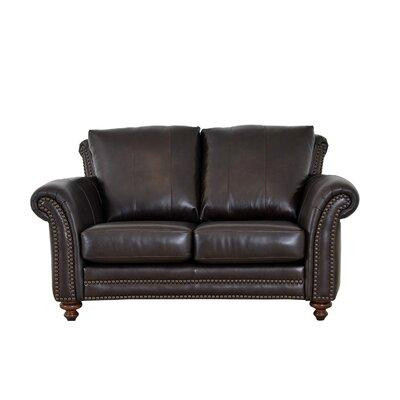 Canora Grey Stephie 68" Genuine Leather Rolled Arm Loveseat in Couches & Futons in Alberta