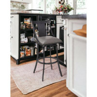 TODAY DECOR TDC 26" Grey And Silver Faux Leather And Iron Swivel Low Back Counter Height Bar Chair