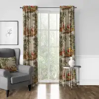 The Tailor's Bed French Countryside Linen Blend Toile Room Darkening Rod Pocket Single Curtain Panel