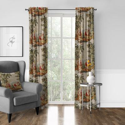 The Tailor's Bed French Countryside Linen Blend Toile Room Darkening Rod Pocket Single Curtain Panel in Home Décor & Accents