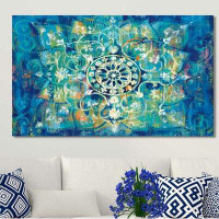 Bungalow Rose Mandala in Blue I Bright Acrylic Painting Print on Canvas