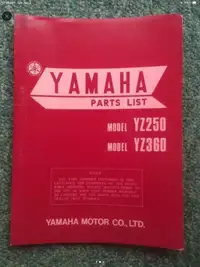 1973 Yamaha YZ250 YZ360 Parts List