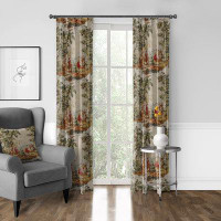 The Tailor's Bed French Countryside Linen Blend Toile Room Darkening Pinch Pleat Single Curtain Panel