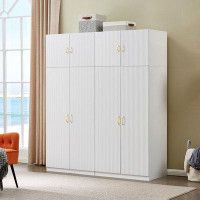 Latitude Run® Manufactured Wood Armoire with Shelves, Mirrored Armoire