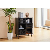 George Oliver Storage Cabinet, Multipurpose Storage Organizer With Display Shelves And Doors, Accent Storage Cabinets Wi
