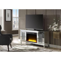 Benjara TV Stand for TVs up to 65" with Electric Fireplace Included
