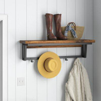 Foundry Select Vanna 5 - Hook Wall Mounted Coat Rack with Storage in Brown/Black