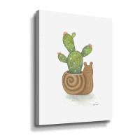 Trinx Snail Planter Cactus Gallery Wrapped Canvas