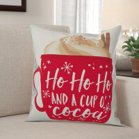 The Holiday Aisle® Mirfield Ho Ho Ho and a Cup of Cocoa Throw Pillow