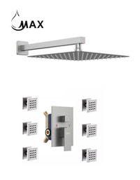 Wall Shower System Set Two Functions With 6 Body Jets Brushed Nickel Finish