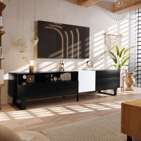 Ceballos Modern TV Stand For 80'' TV With Double Storage Space, Media Console Table, Entertainment Centre With Drop Down