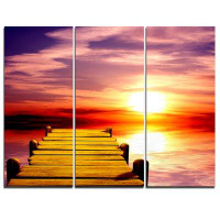 Made in Canada - Design Art Burning Sunset in Blue Sky - 3 Piece Graphic Art on Wrapped Canvas Set