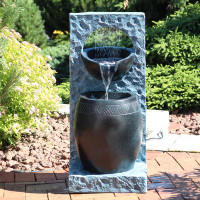 Loon Peak Brittny Resin Peaceful Rain Outdoor Fountain with LED Light