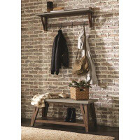 Gracie Oaks Brookside 40"W Wood Metal Concrete Coating Wall Mounted Coat Rack And Bench Set With Storage