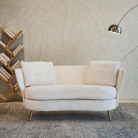 Mercer41 Polyester fiber Loveseat Sofa Chair Upholstered Couch with Golden Metal Legs