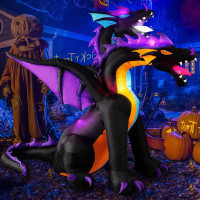 The Holiday Aisle® Halloween Inflatables 7 FT Giant Fire & Ice 2 Headed Dragon Outdoor Halloween Decorations With Wings,