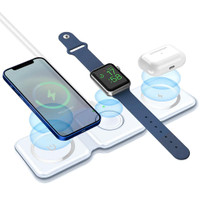 MotionGrey Foldable Magnetic Wireless Charger 3-in-1 for iPhone, AirPods &amp; Apple Watch - White