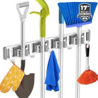 WFX Utility™ Broom Holder Mop Hanger Wall Mount Metal Organization Garage Storage System Garden Kitchen Tool Organizer (
