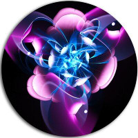 Design Art 'Blue Purple Fractal Flower Design' Graphic Art Print on Metal