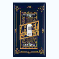 WorldAcc Vintage Scotch Whiskey Yellow Frame Border Navy 1-Gang Toggle Light Switch Wall Plate