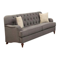 Darby Home Co Abrahm Dark Grey and Brown Sofa with Tufted Back