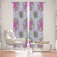 East Urban Home Lined Window Curtains 2-panel Set for Window Size Pam Amos Abstract Flower Tile Pink Green