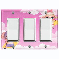 WorldAcc Metal Light Switch Plate Outlet Cover (Cute Nursery Super Hero Sheep Pink - Single Toggle)