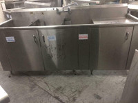 Commercial Stainless Steel Sink with front doors Size 87"x 28"