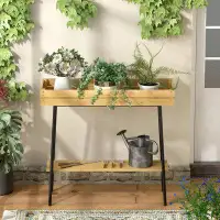 Millwood Pines Bamboo Plant Stand Indoor, 2 Tier Wood Plant Table, Window Sill Plant Shelf, Flower Pot Holder
