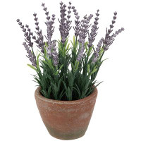 Northlight Seasonal 10" Artificial Lavender And Leaves In Weathered Pot
