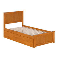 AFI Furnishings Madison Twin XL Solid Wood Platform Bed with Matching Footboard & Storage Drawers in Light Toffee