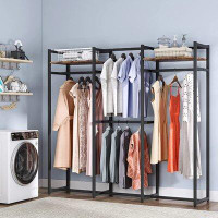 17 Stories Ellika 70.86 Inch Closet Organizer System with Shelves, Heavy Duty Garment Rack with Haning Rods