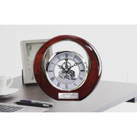 Orren Ellis Personalized Interstellar Desk Clock Design With Black Engraved Etched Plate. See Through Engineering Gear D