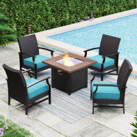 Lark Manor Alyah Patio Furniture, Outdoor Furniture,4-piece Wicker Rattan Outdoor Conversation Set With Outdoor Fire Tab