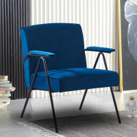 Mercer41 Blue fabric lounge chair with black metal frame